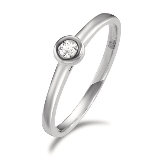 pierścionek solitär złoto białe 750/18 K Diament 0.05 ct, w-si