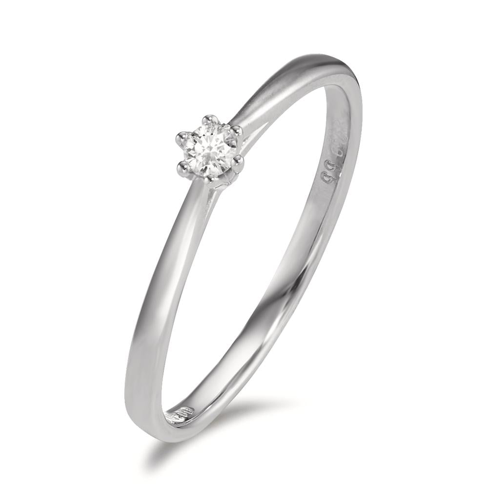 pierścionek solitär złoto białe 750/18 K Diament 0.05 ct, w-si