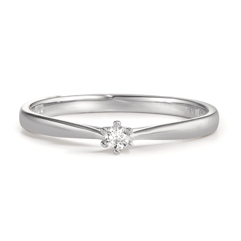 pierścionek solitär złoto białe 750/18 K Diament 0.05 ct, w-si