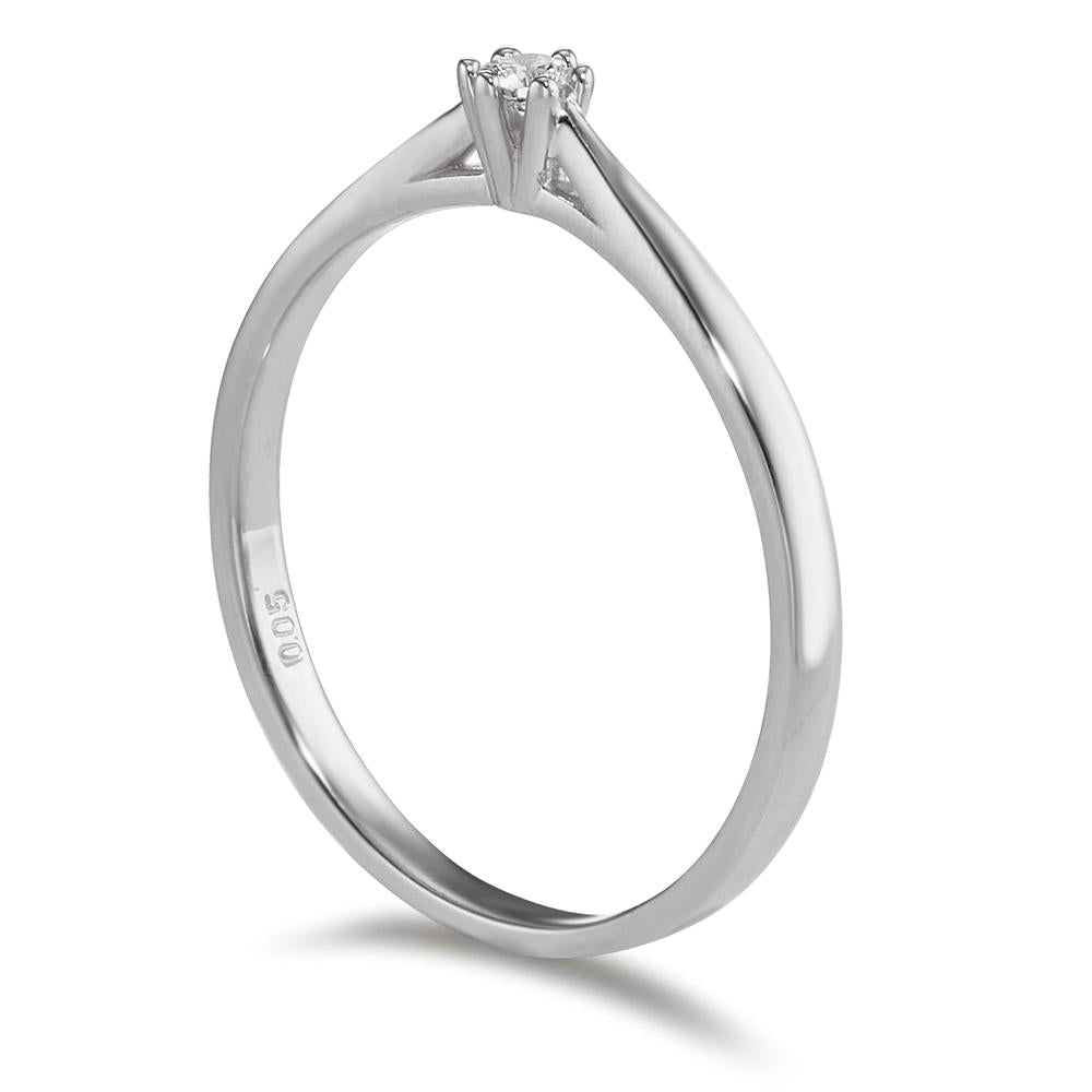 pierścionek solitär złoto białe 750/18 K Diament 0.05 ct, w-si