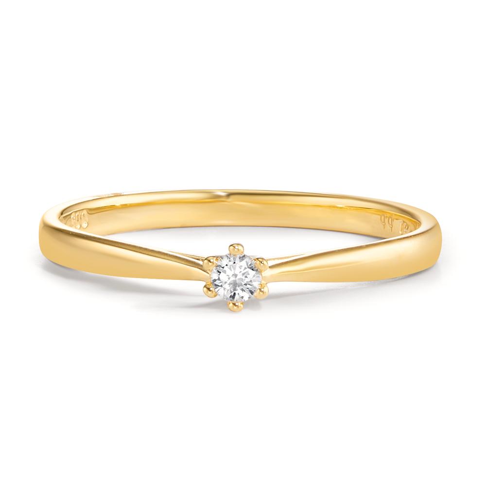 pierścionek solitär złoto żółte 750/18 K Diament 0.05 ct, w-si