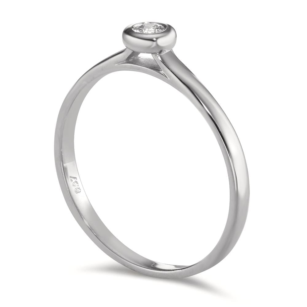 pierścionek solitär złoto białe 750/18 K Diament 0.07 ct, w-si