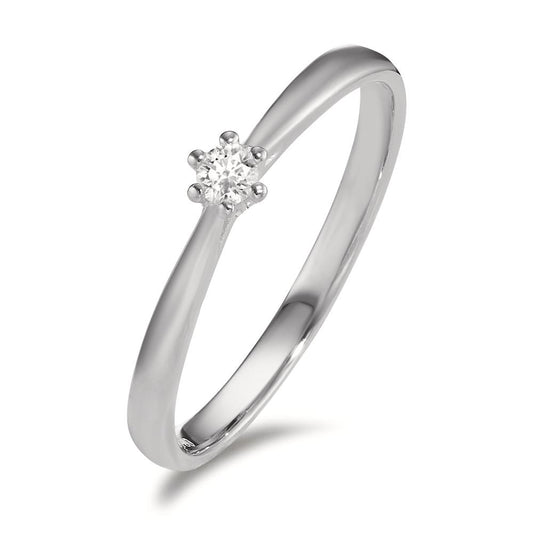 pierścionek solitär złoto białe 750/18 K Diament 0.075 ct, w-si