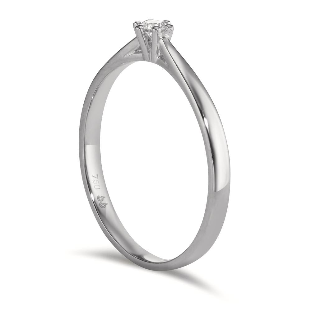 pierścionek solitär złoto białe 750/18 K Diament 0.075 ct, w-si