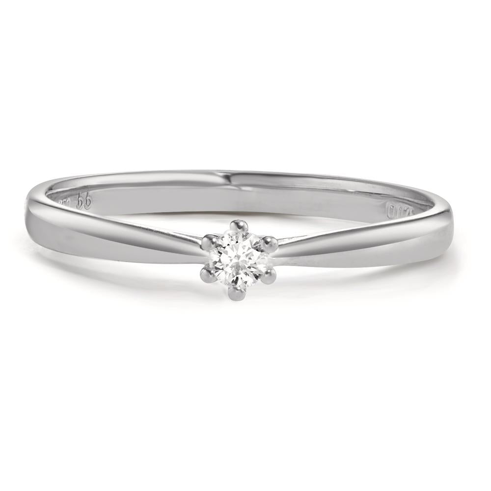 pierścionek solitär złoto białe 750/18 K Diament 0.075 ct, w-si