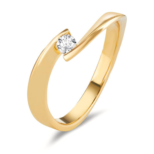 pierścionek solitär złoto żółte 750/18 K Diament 0.09 ct, w-si