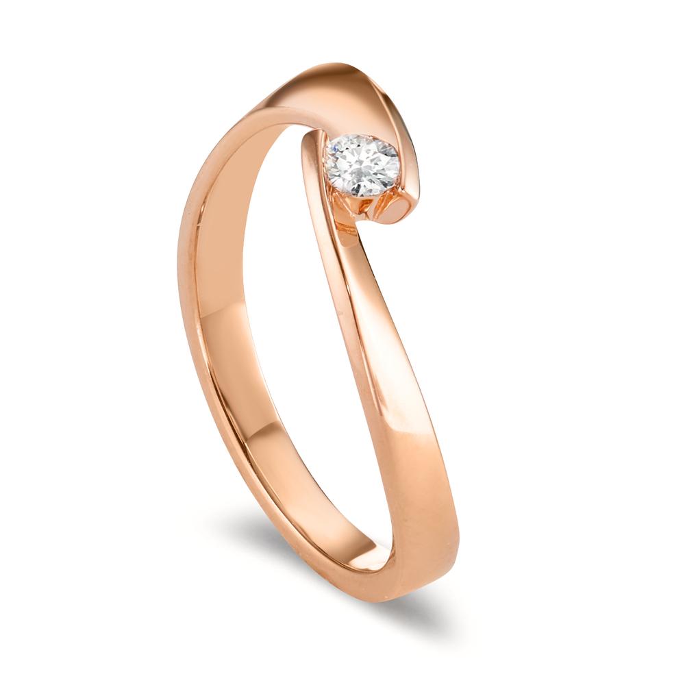 pierścionek solitär złoto czerwone 750/18 K Diament 0.09 ct, w-si