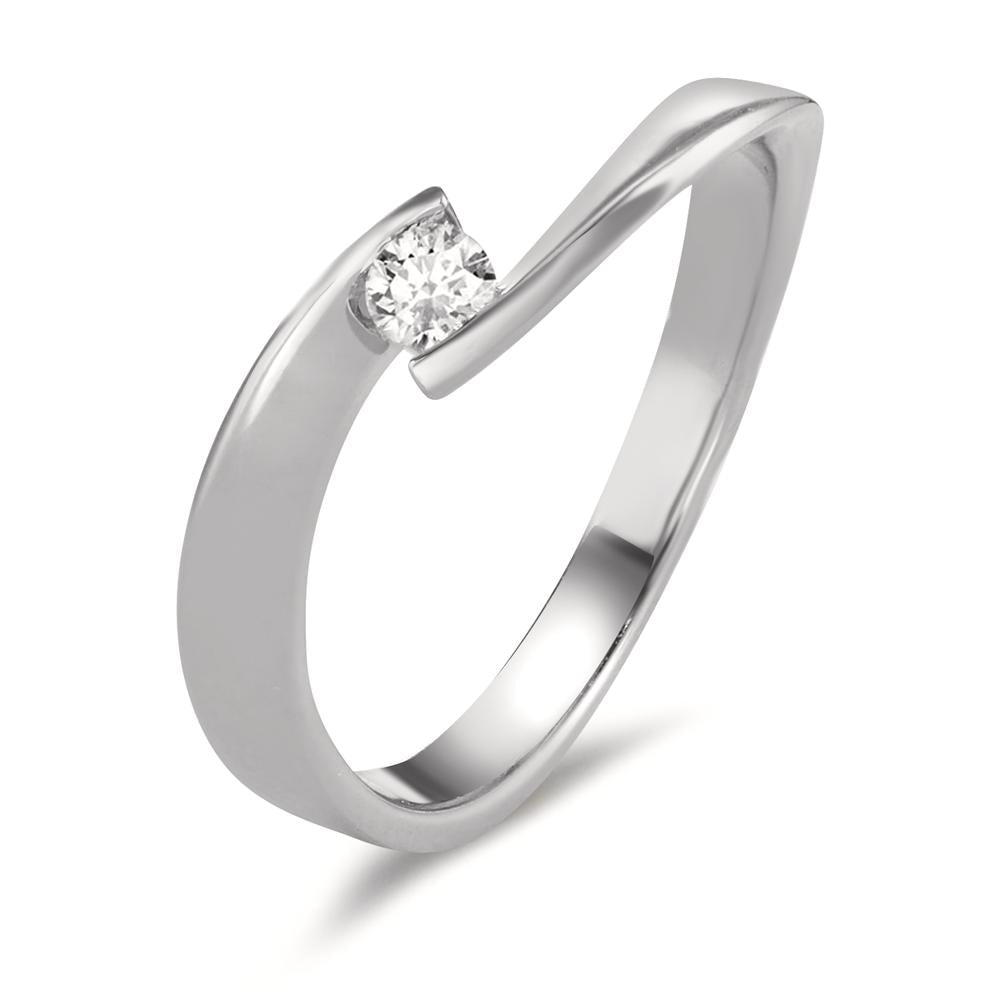 pierścionek solitär złoto białe 750/18 K Diament 0.09 ct, w-si