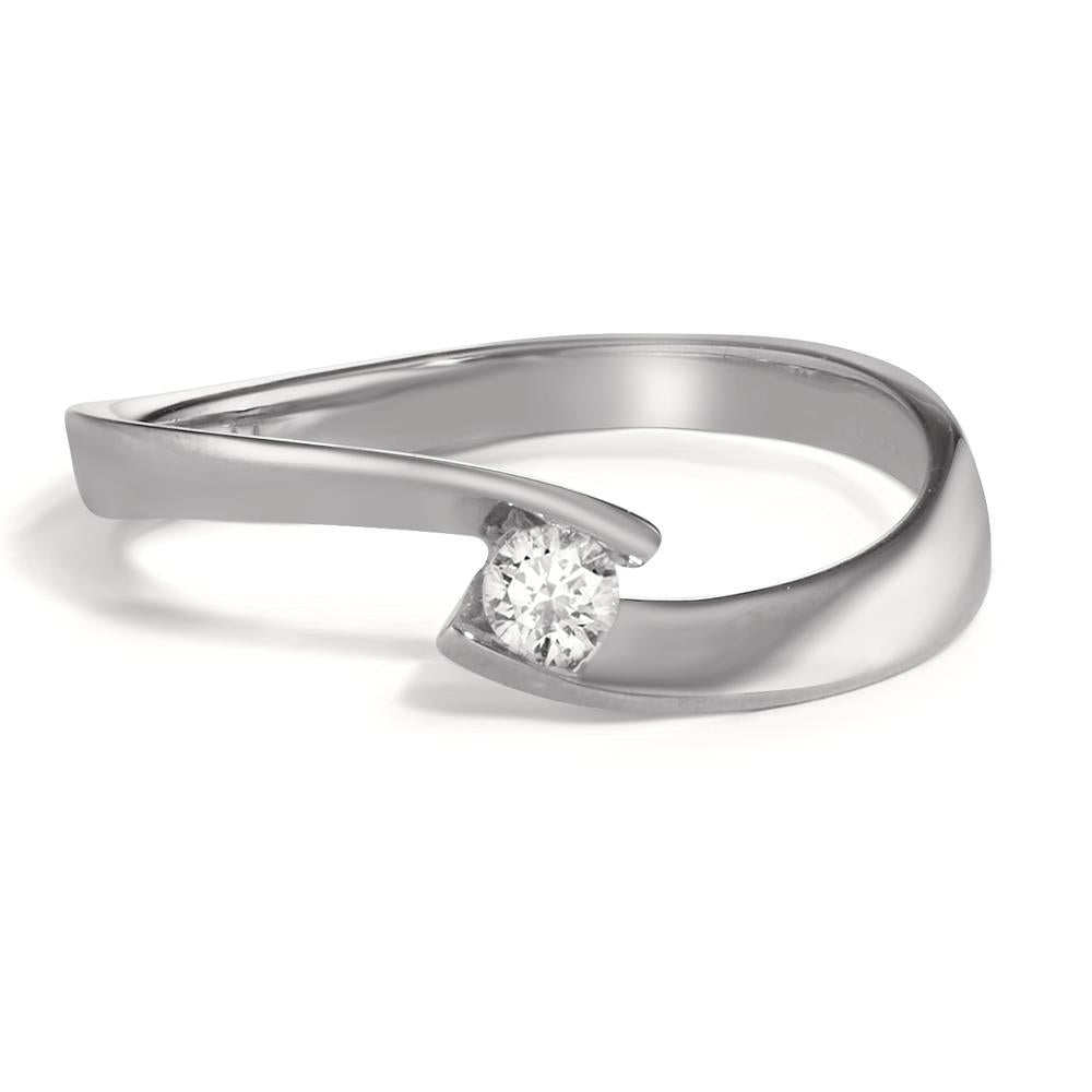 pierścionek solitär złoto białe 750/18 K Diament 0.09 ct, w-si