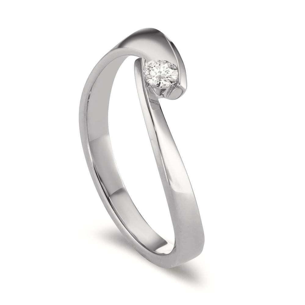 pierścionek solitär złoto białe 750/18 K Diament 0.09 ct, w-si