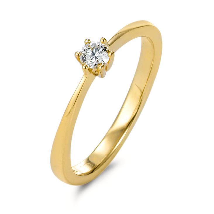 pierścionek solitär złoto żółte 750/18 K Diament 0.15 ct, w-si