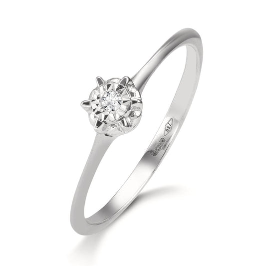 pierścionek solitär złoto białe 750/18 K Diament 0.015 ct, w-si Ø4.5 mm