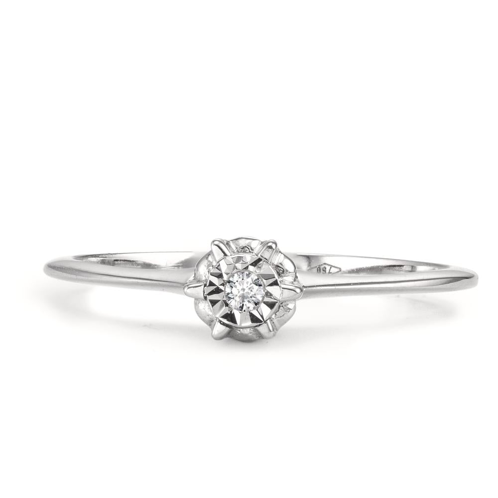 pierścionek solitär złoto białe 750/18 K Diament 0.015 ct, w-si Ø4.5 mm