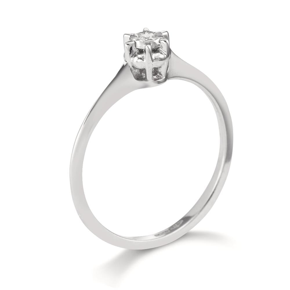 pierścionek solitär złoto białe 750/18 K Diament 0.015 ct, w-si Ø4.5 mm