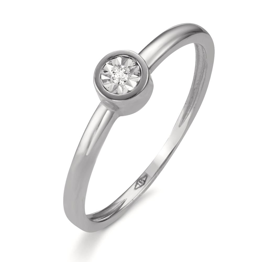 pierścionek solitär złoto białe 750/18 K Diament 0.015 ct, w-si Ø4.5 mm