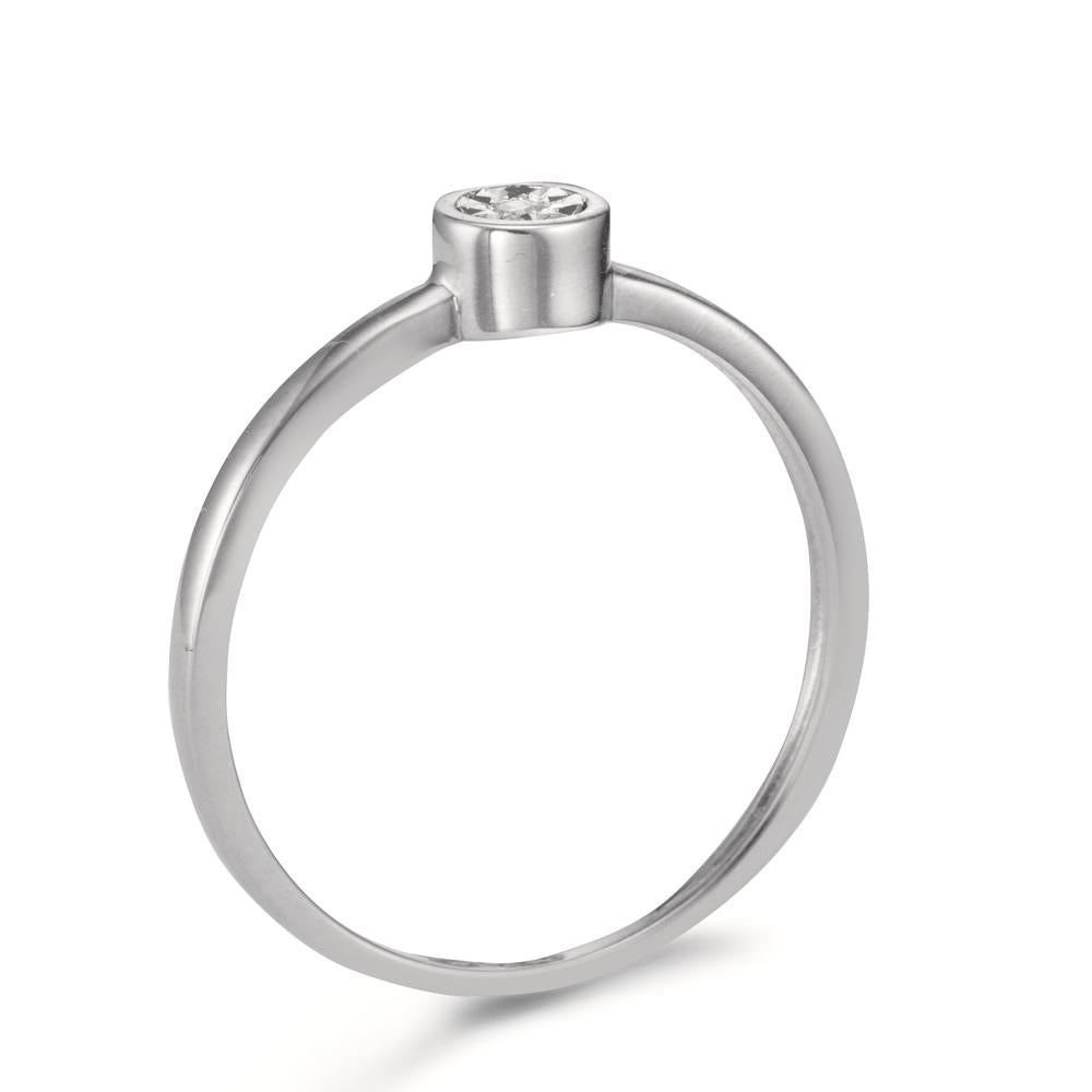 pierścionek solitär złoto białe 750/18 K Diament 0.015 ct, w-si Ø4.5 mm