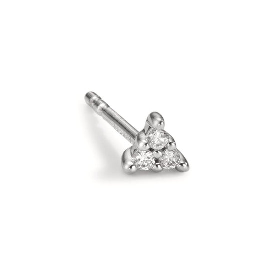 kolczyk wkrętka (1 sztuka) złoto białe 750/18 K Diament 0.025 ct, 3 kamienie, w-pi1 Ø3.5 mm