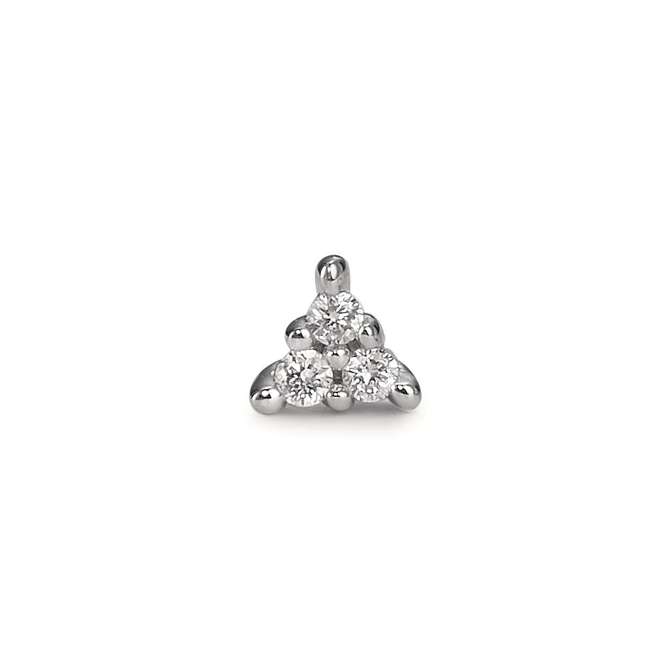 kolczyk wkrętka (1 sztuka) złoto białe 750/18 K Diament 0.025 ct, 3 kamienie, w-pi1 Ø3.5 mm