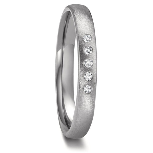 obrączka partnerska cyrkon Diament 0.05 ct, 5 kamienie, w-si