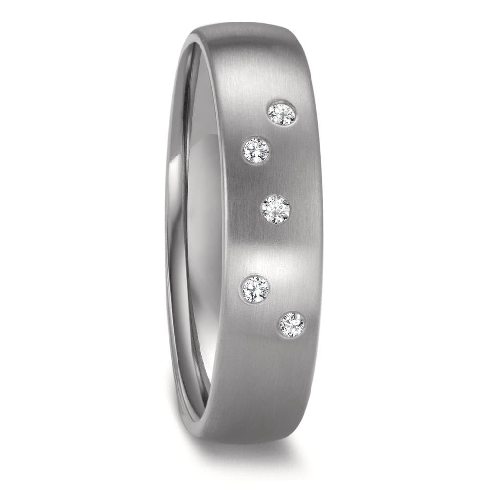 obrączka partnerska cyrkon Diament 0.05 ct, 5 kamienie, w-si