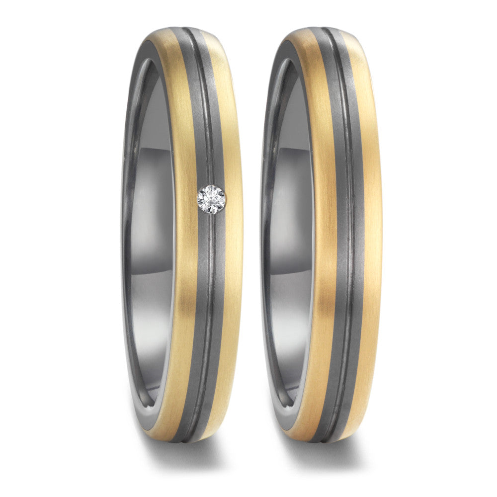 obrączka partnerska tantal 999, złoto żółte 750/18 K Diament 0.02 ct, w-si