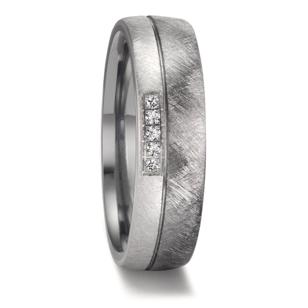 obrączka partnerska tantal 999, platyna 950 Diament 0.05 ct, 5 kamienie, w-si