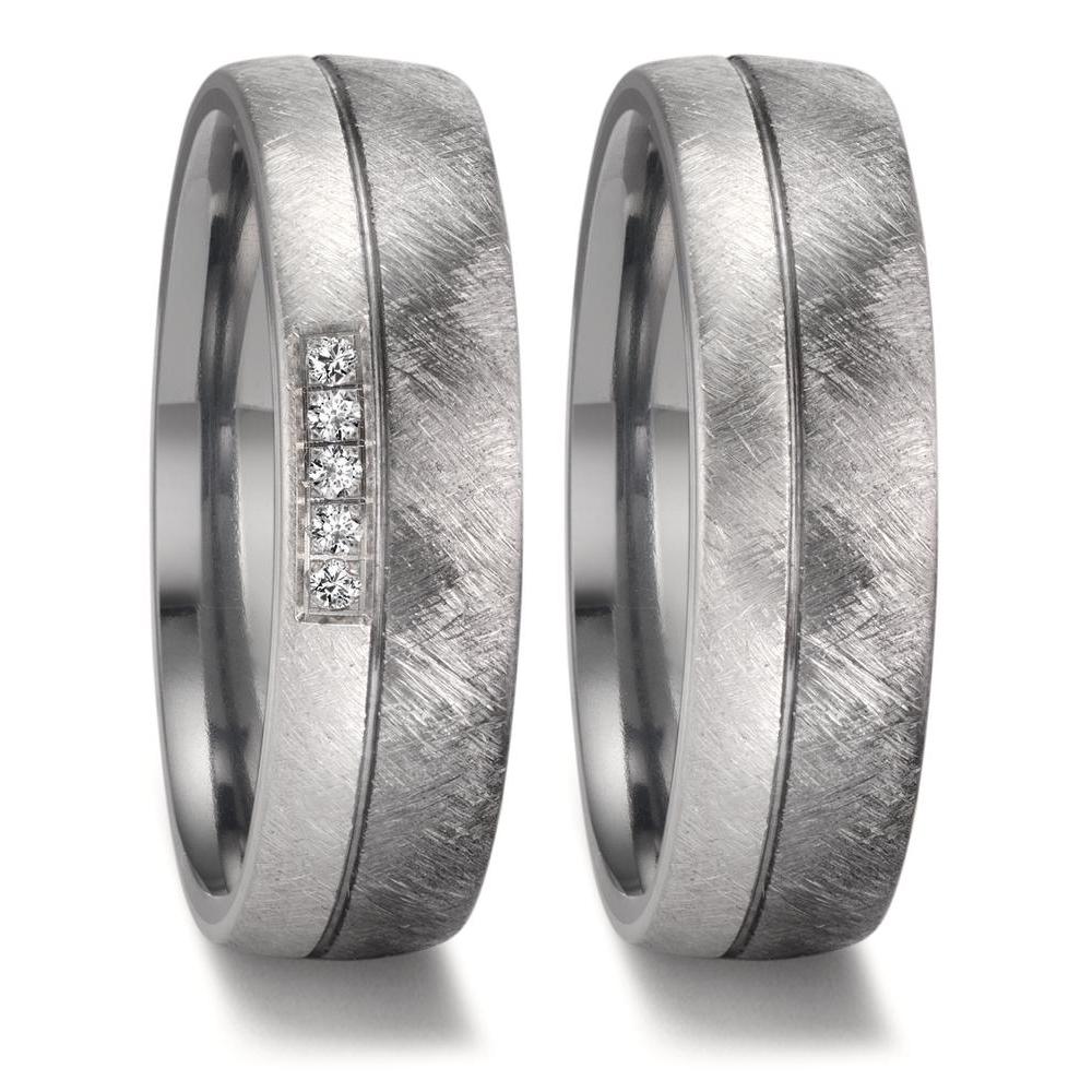 obrączka partnerska tantal 999, platyna 950 Diament 0.05 ct, 5 kamienie, w-si