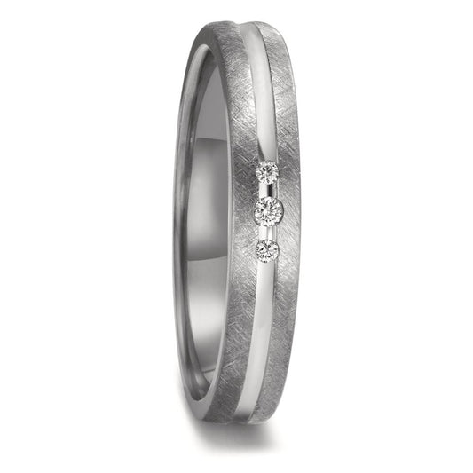 obrączka partnerska tantal 999, platyna 950 Diament 0.04 ct, 3 kamienie, w-si