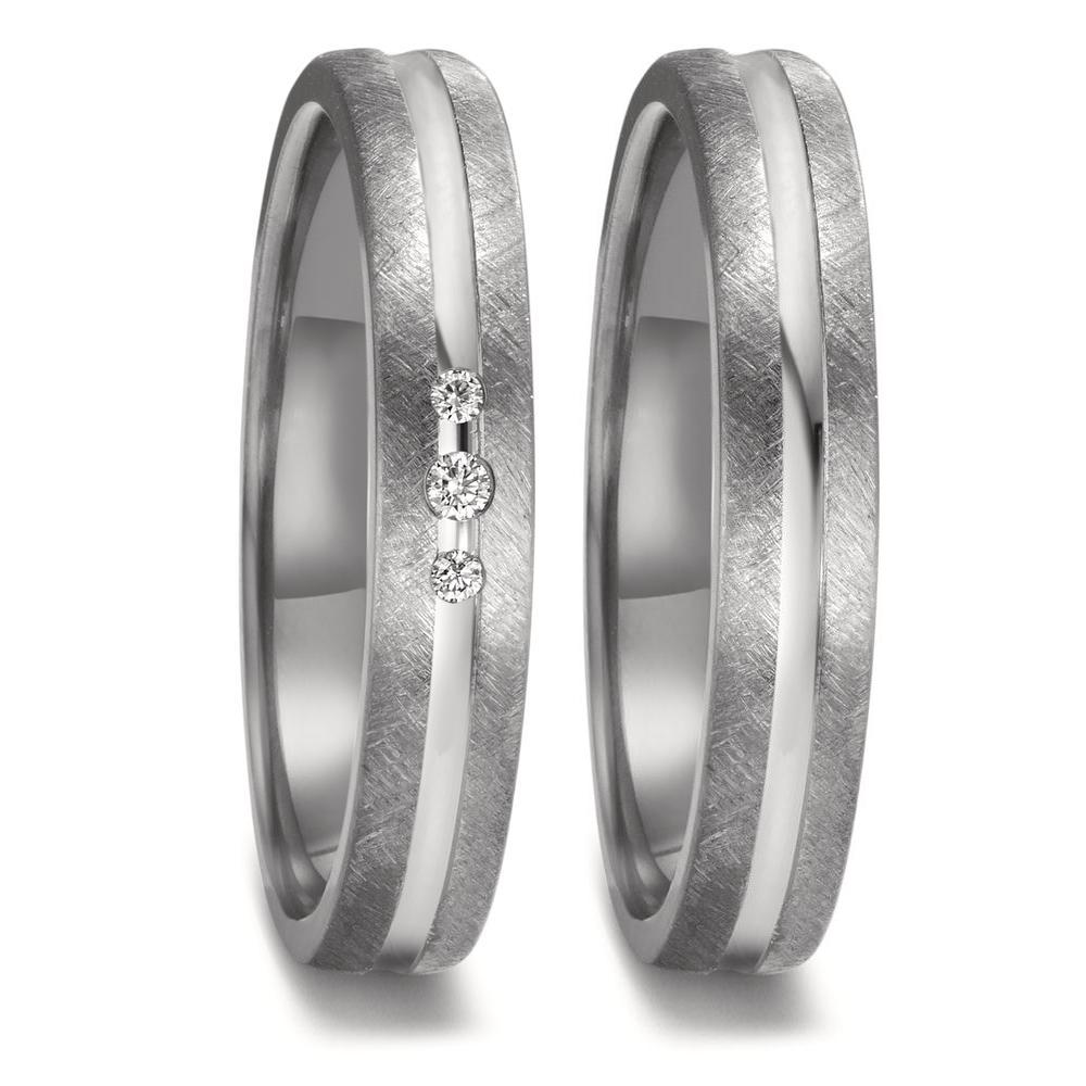 obrączka partnerska tantal 999, platyna 950 Diament 0.04 ct, 3 kamienie, w-si