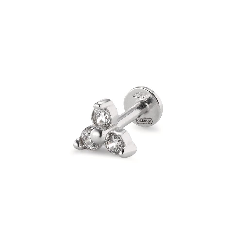 piercing złoto białe 750/18 K Cyrkonia 3 kamienie Ø5.2 mm