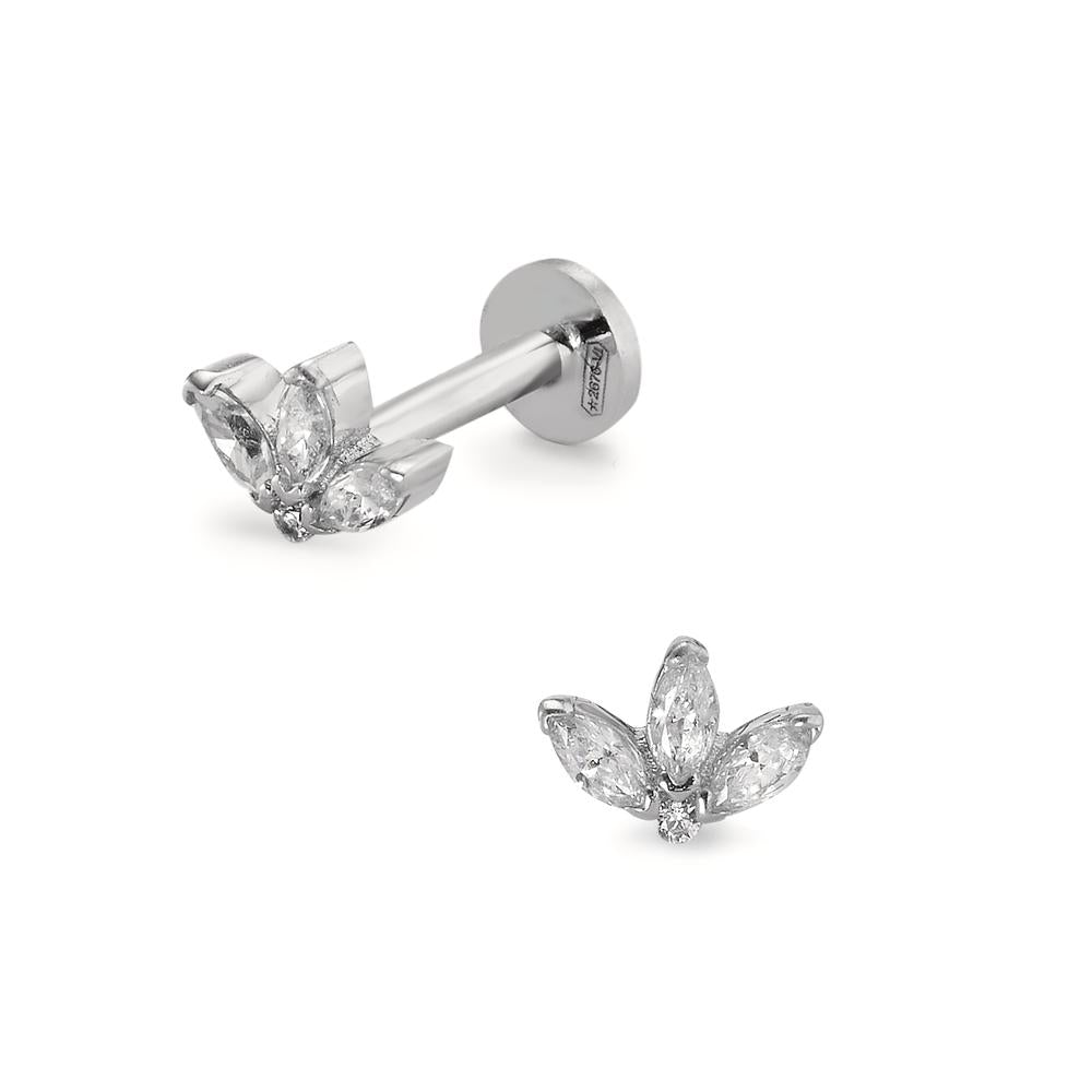 piercing złoto białe 750/18 K Cyrkonia 4 kamienie Ø4.5 mm