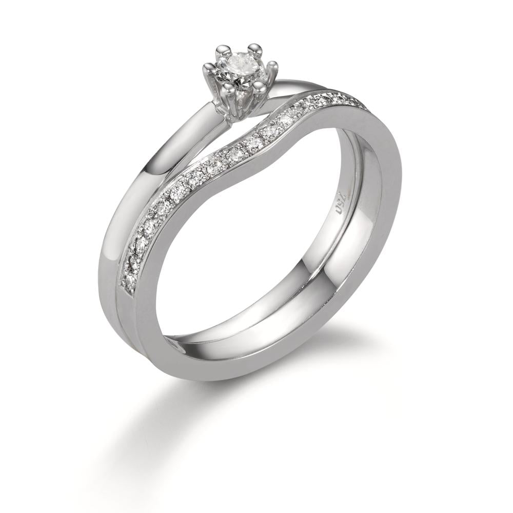 pierścionek solitär złoto białe 750/18 K Diament 0.15 ct, w-si