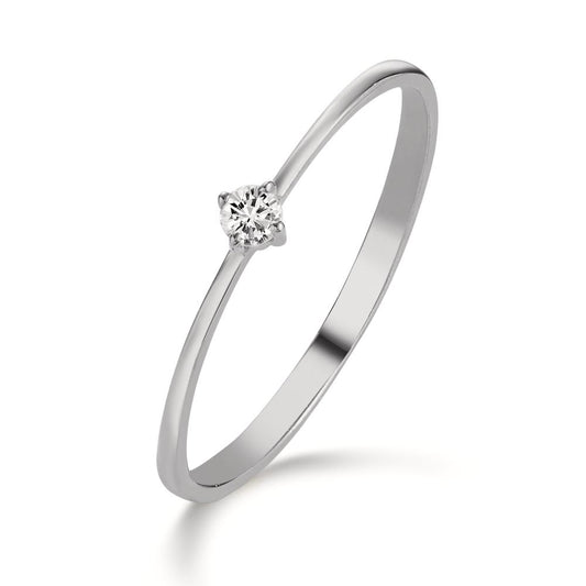 pierścionek solitär złoto białe 750/18 K Diament 0.05 ct, w-si