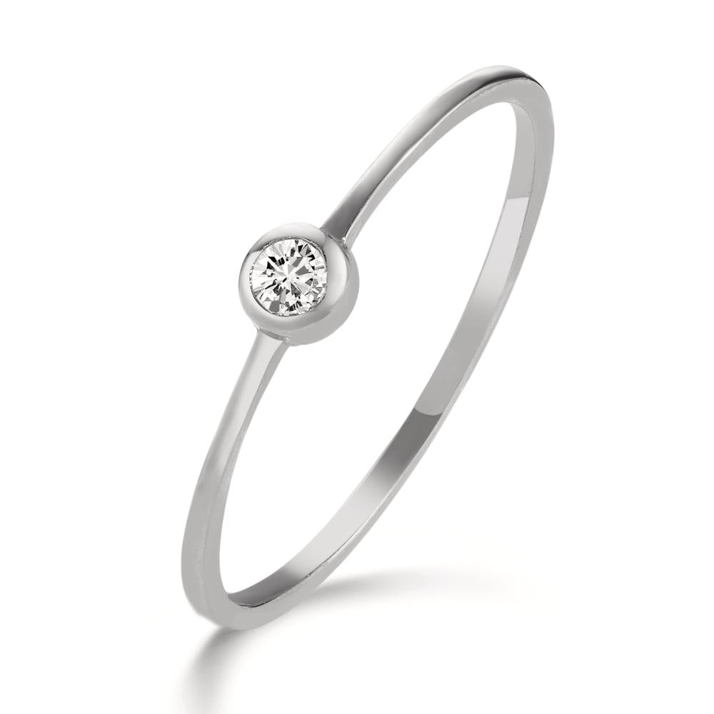 pierścionek solitär złoto białe 750/18 K Diament 0.05 ct, w-si