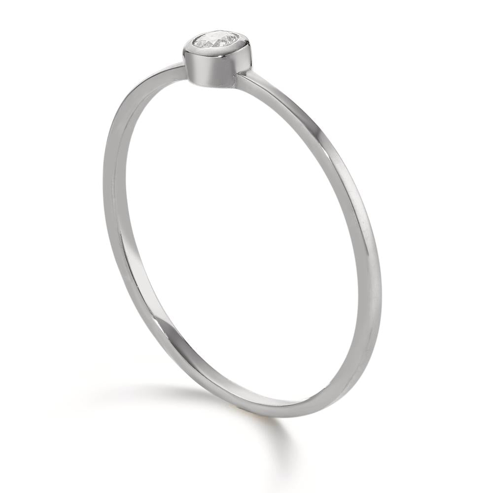 pierścionek solitär złoto białe 750/18 K Diament 0.05 ct, w-si