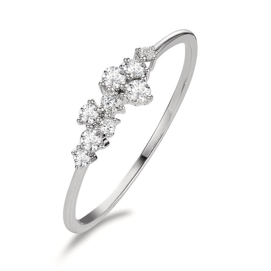 pierścionek złoto białe 750/18 K Diament 0.15 ct, 9 kamienie, w-si