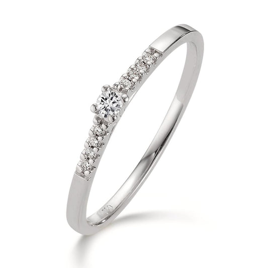 pierścionek solitär złoto białe 750/18 K Diament 0.07 ct, 9 kamienie, w-si