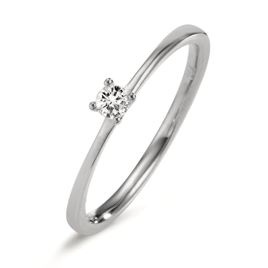 pierścionek solitär złoto białe 750/18 K Diament 0.10 ct, w-si