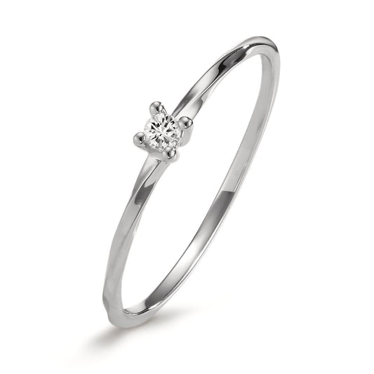 pierścionek solitär złoto białe 750/18 K Diament 0.04 ct, w-si