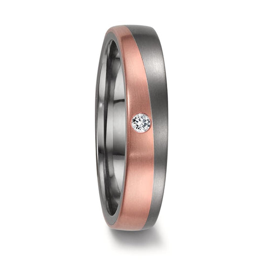 obrączka partnerska tantal 999, złoto czerwone 750/18 K Diament 0.04 ct, w-si