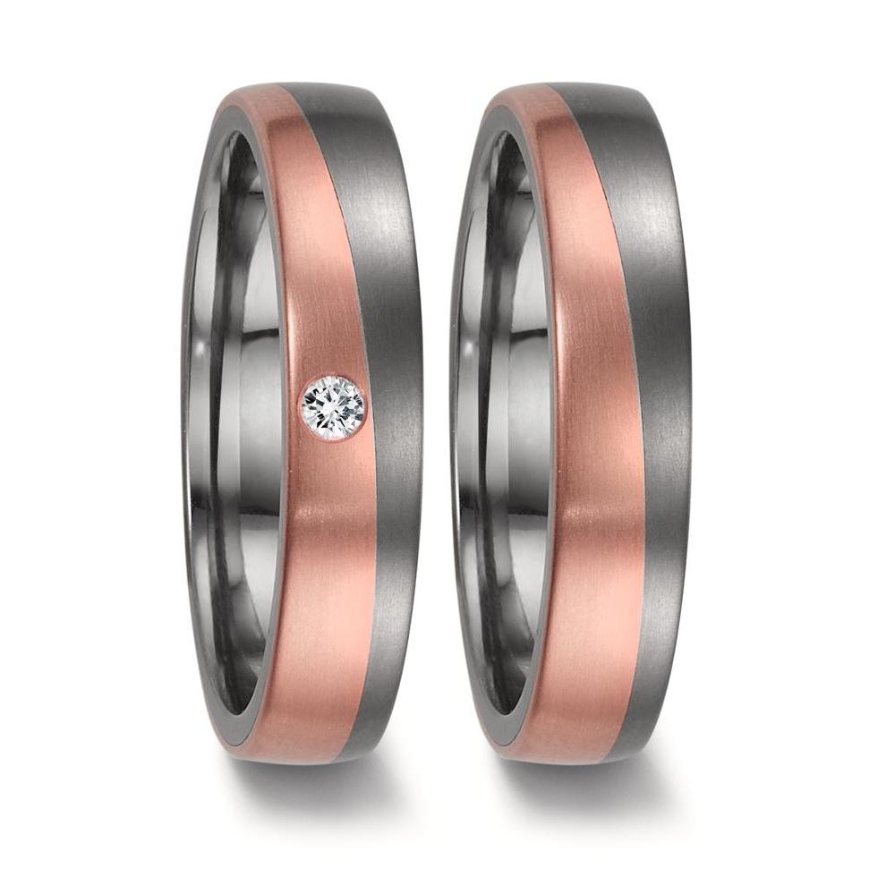 obrączka partnerska tantal 999, złoto czerwone 750/18 K Diament 0.04 ct, w-si