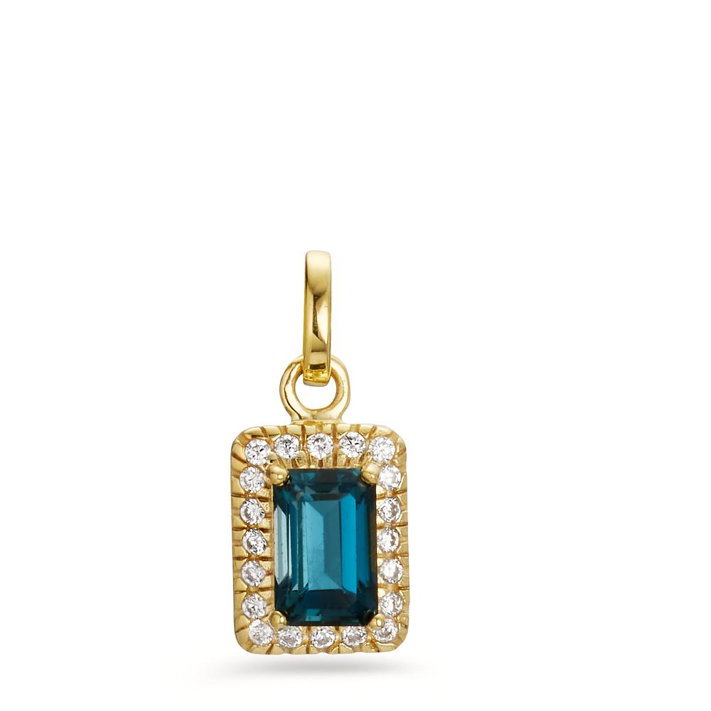 wisiorek złoto żółte 375/9 K Topaz London Blue, Cyrkonia 20 kamienie