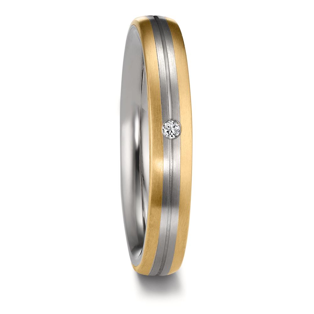 obrączka partnerska cyrkon, złoto żółte 750/18 K Diament 0.02 ct, w-si