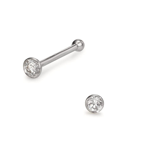 kolczyk w nosie złoto białe 750/18 K Diament 0.035 ct, w-si Ø2.5 mm